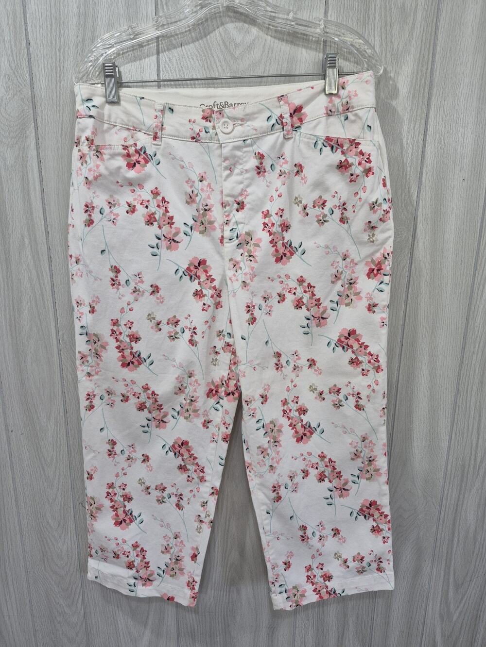 Women's Floral Whimsical Fairy Capri Pants Size 10 Stretch Cruise Casual Summer